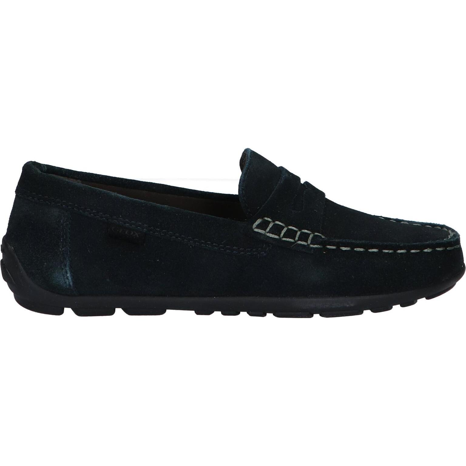 Geox J826CA 00022 J NEW FAST C4002 NAVY Kids Moccasins made of leather with cushioned insole, anti-slip flexible sole, perfect for autumn/winter children's footwear, ideal soft sole for comfort.