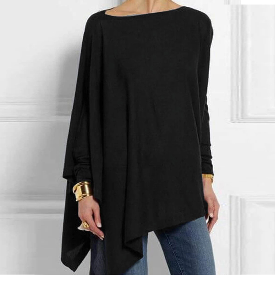 TK Blusa De Mujer Algodón Casual Manga Larga Cuello Redondo Tunicato Primavera Estilo O-Neck Irregular Blusas De Poliéster Y Algodón