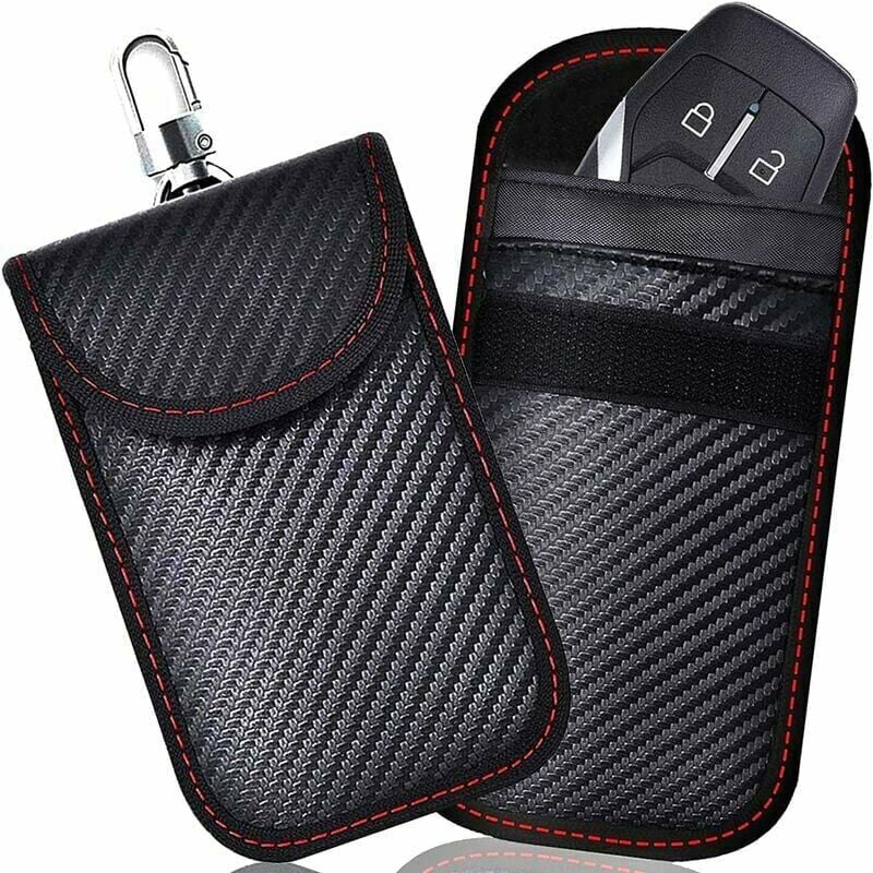 Funda para Llave de Coche Anti RFID Bolsa Faraday con Bloqueo de Señal, Juego de 2 Bolsas de Bloqueo de Señal RFID para Llave de Coche, Funda de Protección Anti RFID en Fibra de Carbono