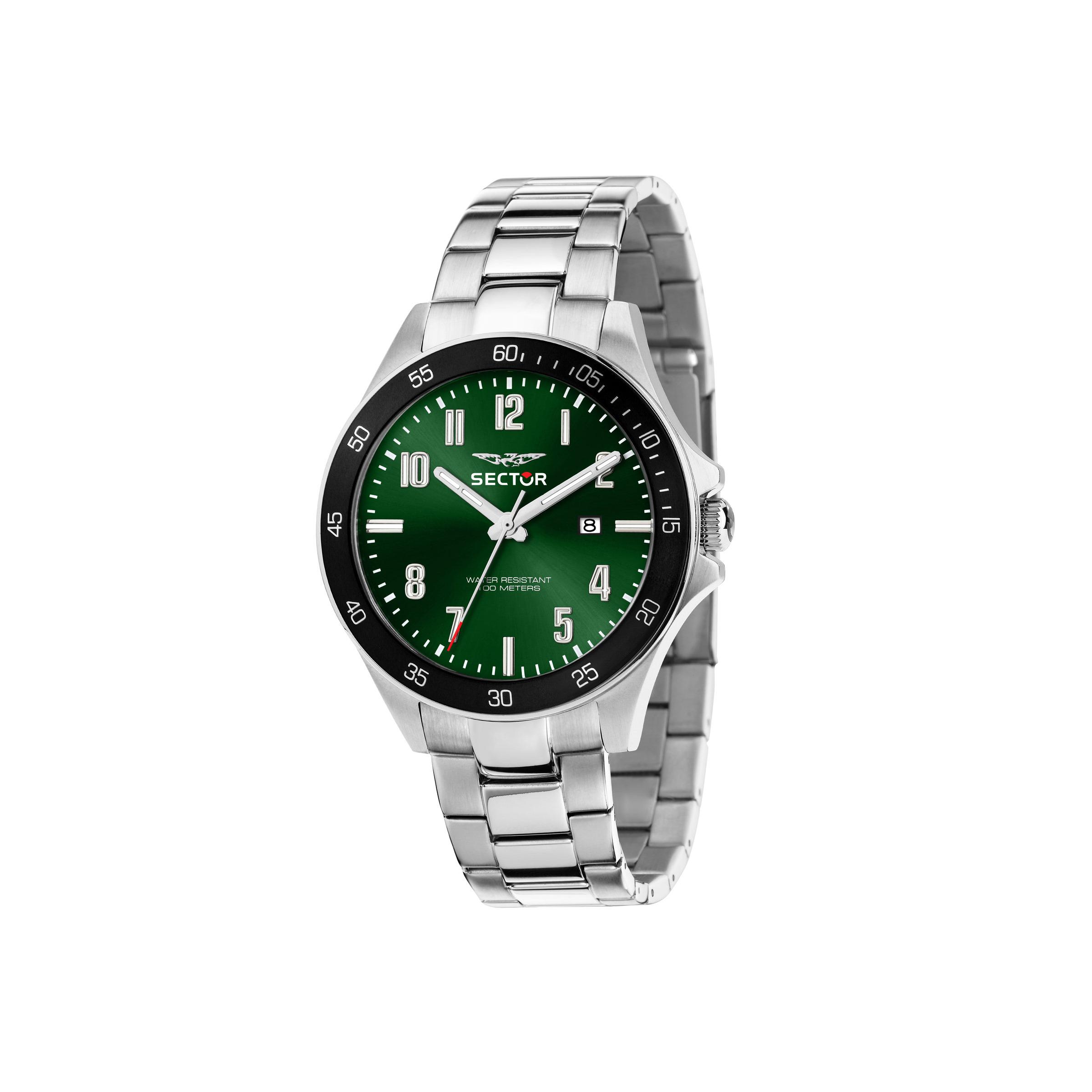 Sector Reloj Hombre Caja De Acero Pulsera Acero De Color Plata Resistente Al Agua 10 Atm R3253161056