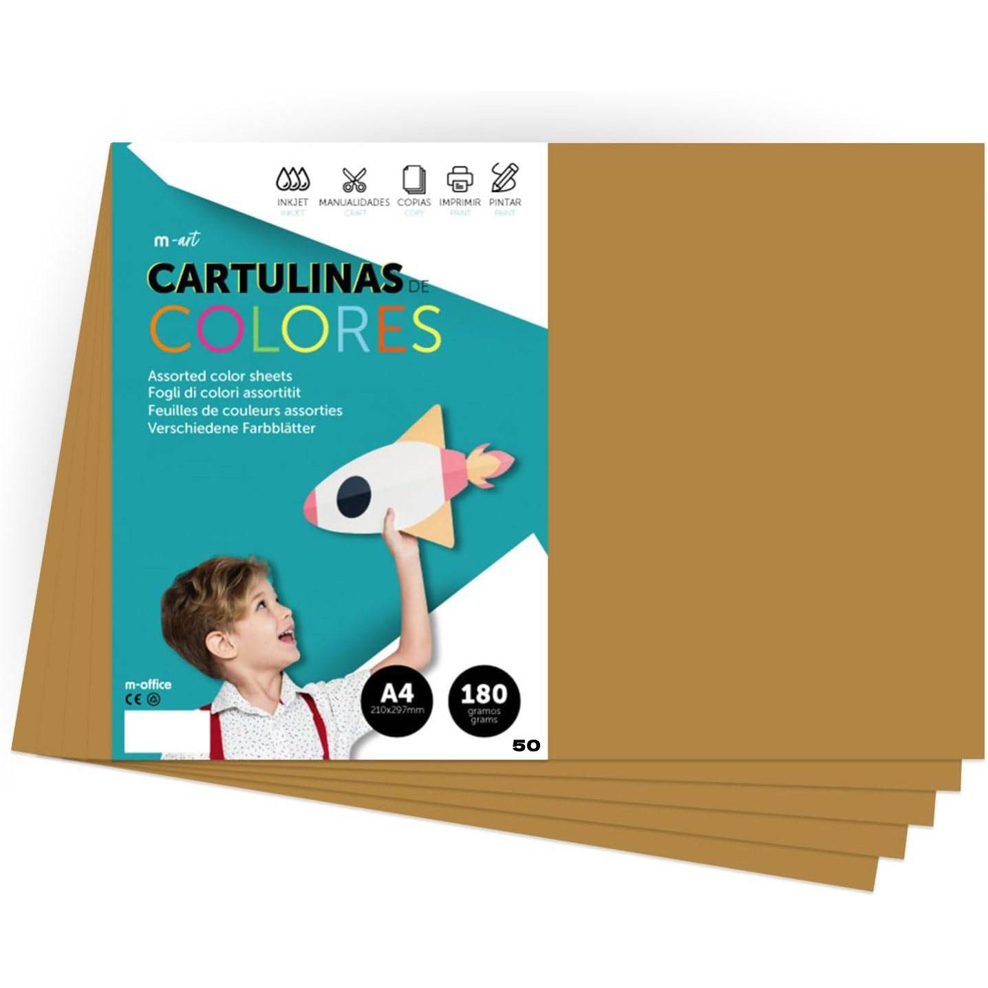 Cartulina de Colores, Cartulina A4 Colores Intensos, Hojas de Colores 180gr para Manualidades, Imprimir tus Documentos y Diseños Creativos, Folios de Colores A4 · m-office