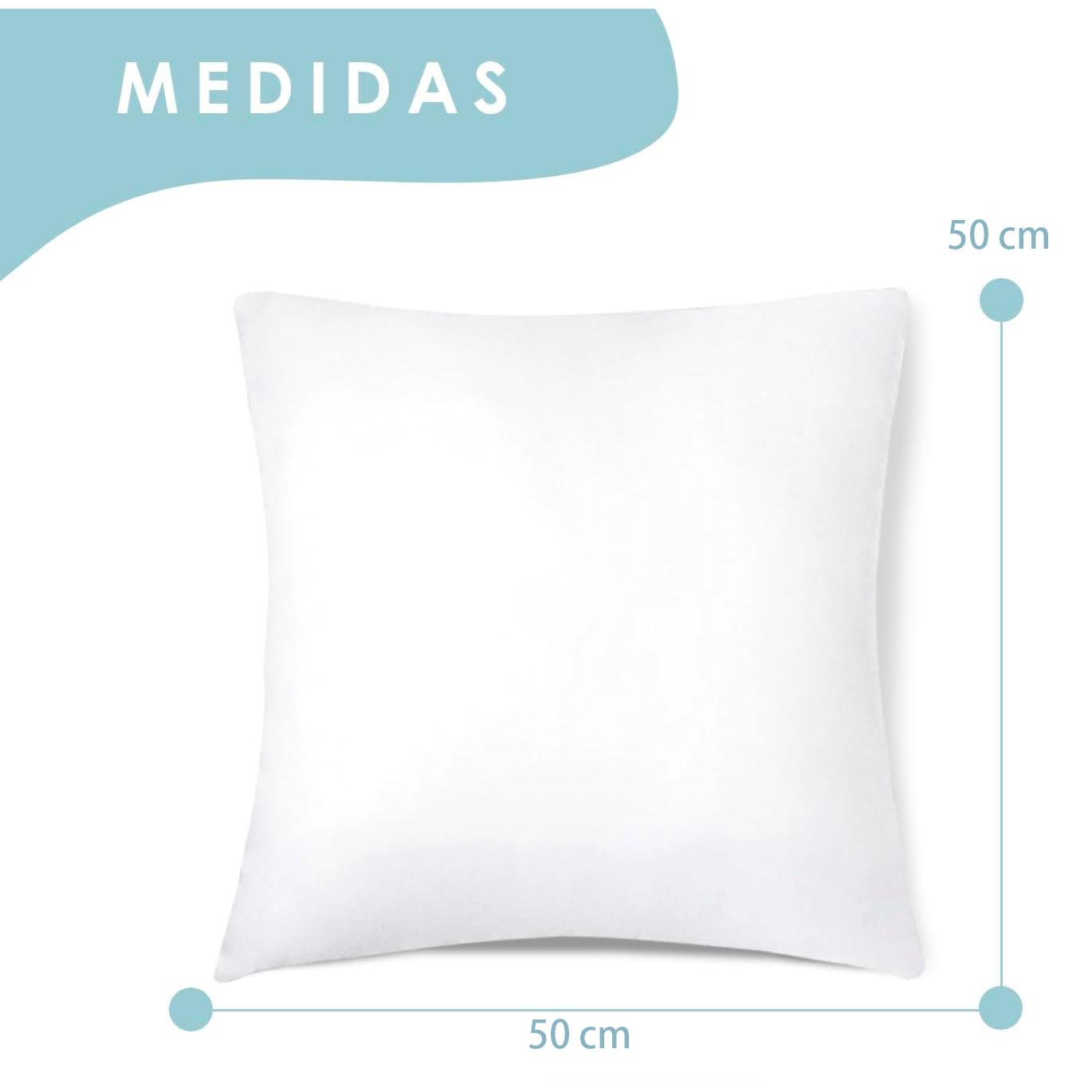 Relleno de Cojín Tela Suave 50x50 y 60x60 cm de Fibra Hueca Siliconada | Pack de 2/4/6 Unidades | Suave, Mullido, Antialérgico | Alta Recuperación | Para Sofá, Dormitorio, Salón o Coche