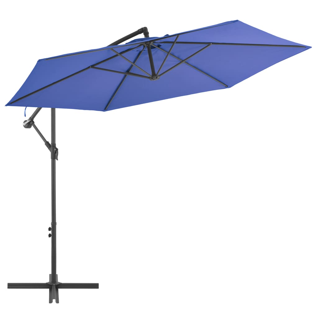 vidaXL Sombrilla voladiza con poste de aluminio azul 300 cm