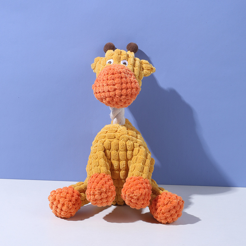 Pet Toy Dog Bite Sound Toy, Funny Donkey Durable Bite Teeth, Plush Interactive Dog Bite Sound Toy(Giraffe (Teething Fabric, Makes Sounds))