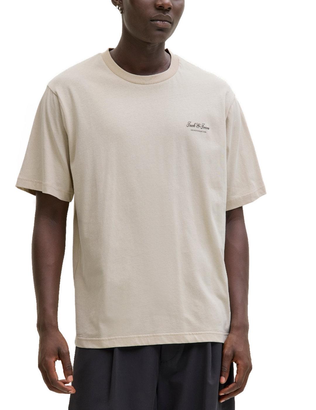 Camiseta Jack&Jones Archive beige manga corta para hombre