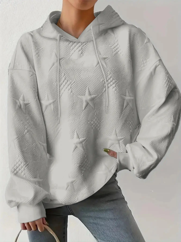 TK Sudadera De Moda Para Mujeres De Talla Grande Con Capucha Largo Manga Suelta Casual Otoño Invierno Color Sólido Con Cordón
