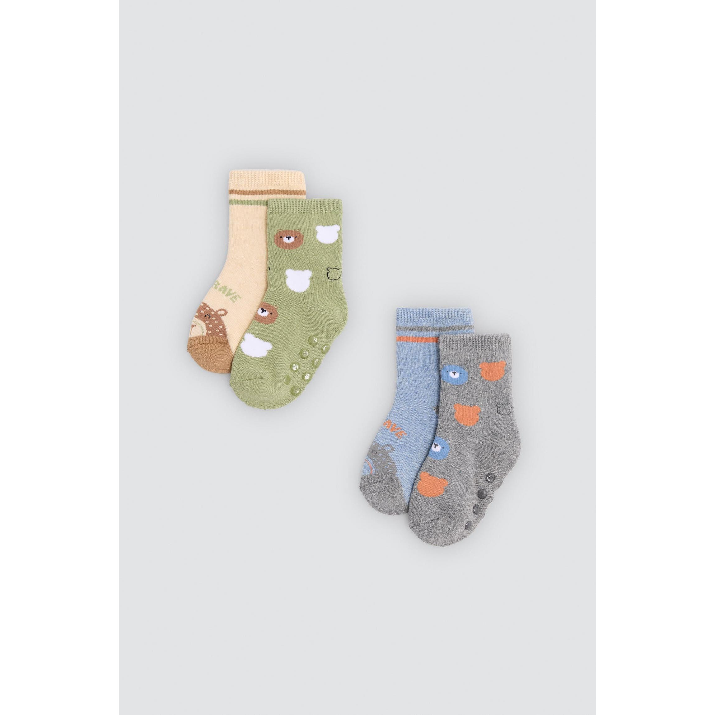 Ysabel Mora - Pack 4 calcetines bebé térmicos antideslizantes estampado divertido osos