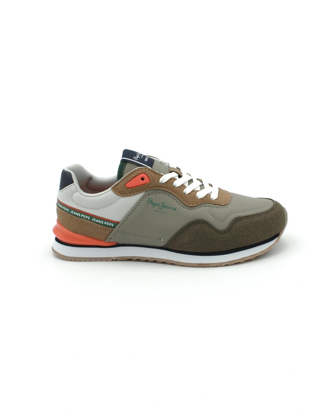 Deportivas PEPE JEANS PBS 40013 715 Verde Marrón Niño.