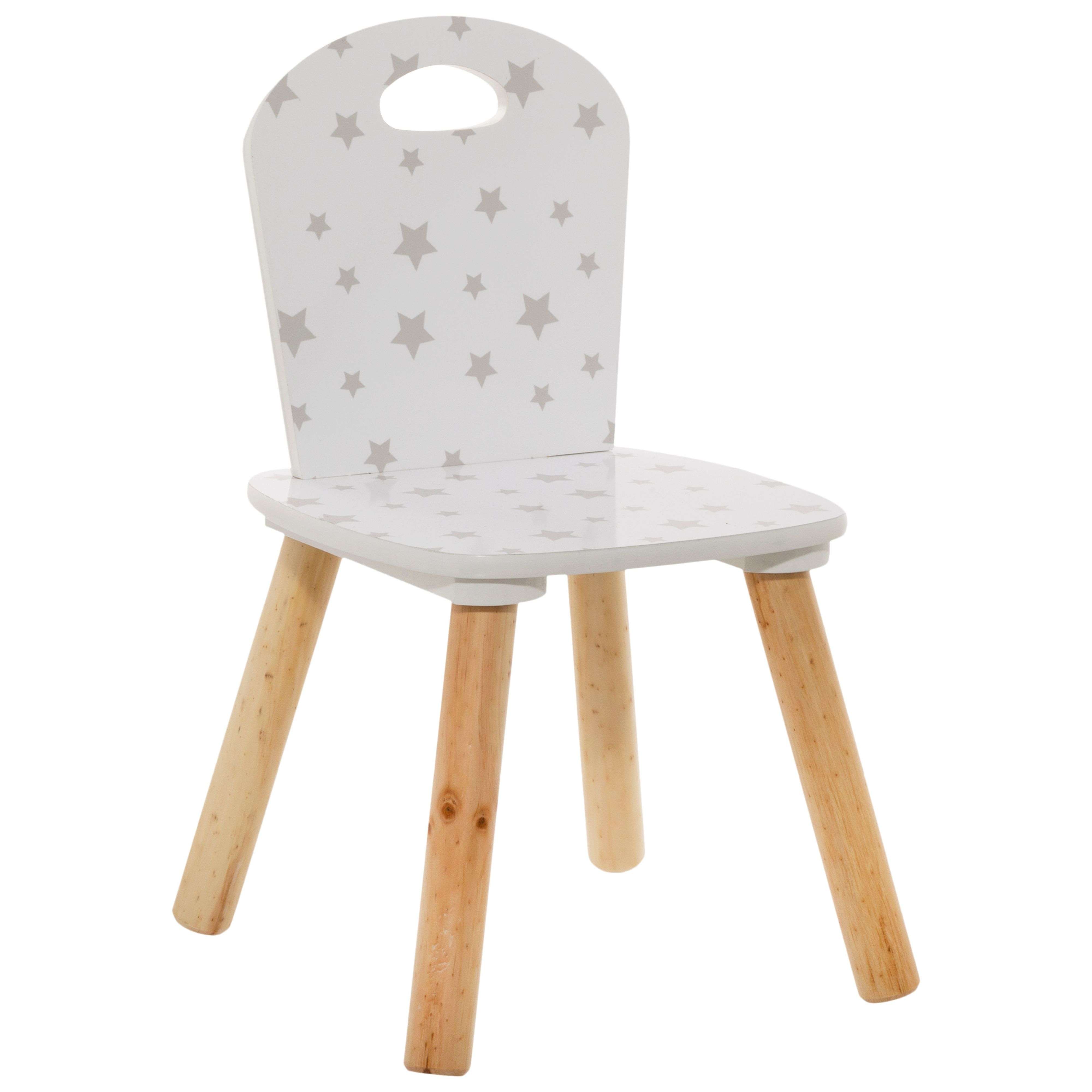 Miroytengo Silla Infantil Douceur Serigrafiada con Estrellas Mueble Infantil Melamina y Madera Color Blanco