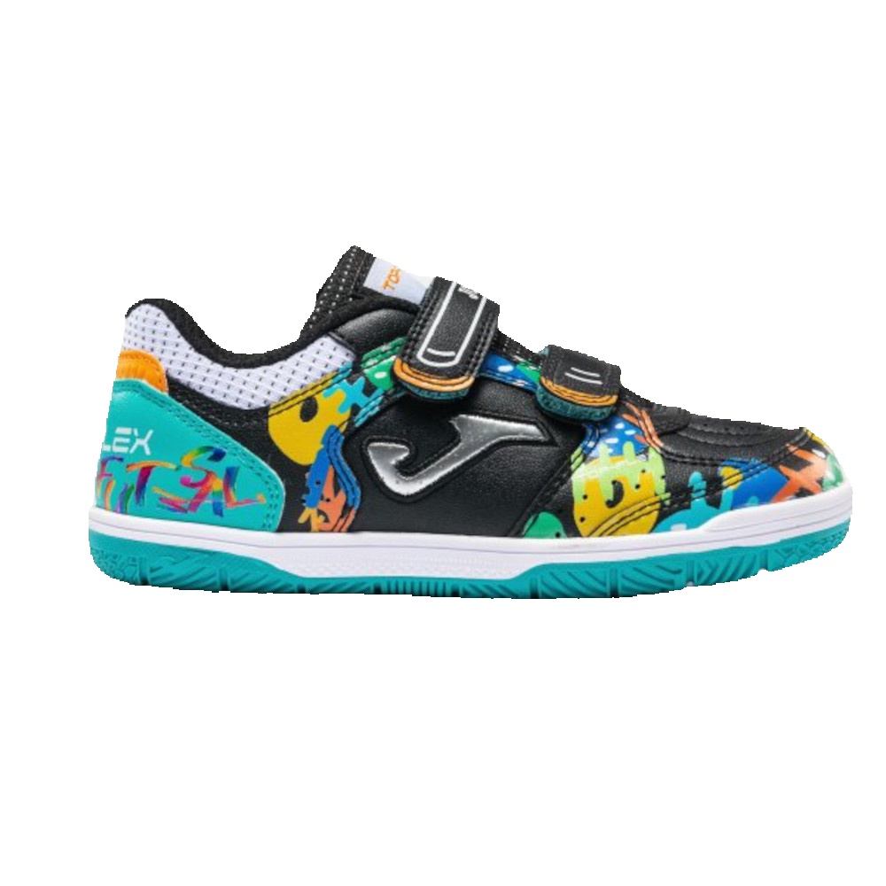 Zapatilla Joma TOP FLEX JR 2631 NEGRO INDOOR - Calzado de futbol sala para niño con cierre de velcro - TPJW2631INV