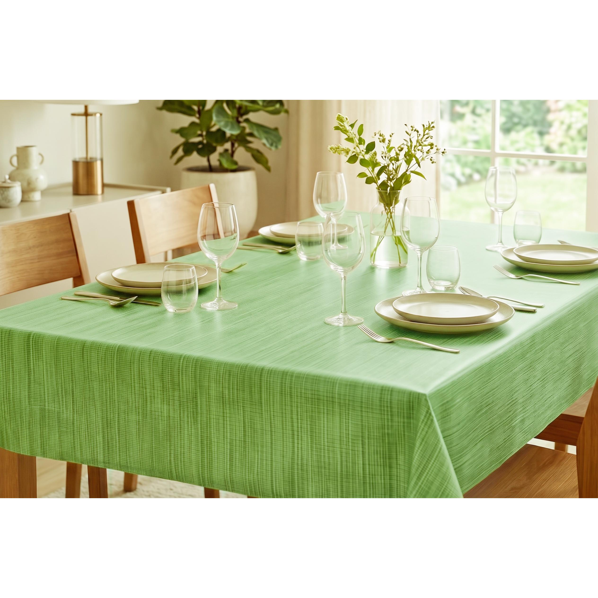 Mantel de PVC Impermeable y Antimanchas para Mesa Rectangular, Diseño Liso Efecto Lino, Disponible en Varios Colores, Fácil de Limpiar, para Cocina, Comedor, Terraza, Jardín y Picnic