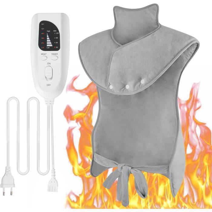 TK Cojín Térmica para espalda, Hambros y Cuello con automático, 60x90 cm, calientamiento rápido Eléctrico para Cuello, lavable en Máquina.