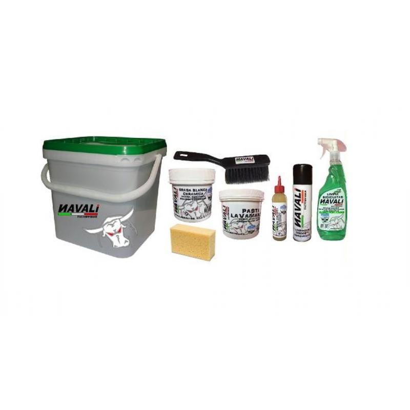NAVALI | Kit De Limpieza Para Bicicletas - Kit de limpieza NAVALI compuesto de: Limpia bicicletas Desodorizado 725ML. Lubricante transmisión cera 100ml. Limpiador discos y horquillas 250ml. Grasa
