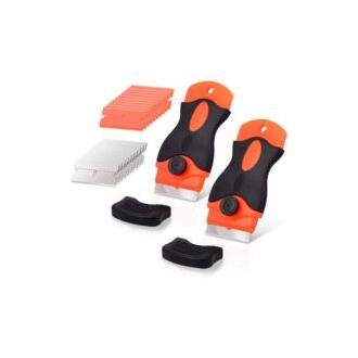 CA Raspador de cerámica para vitrocerámica (2 unidades, 10 raspadores de plástico y 10 cuchillas de metal), color naranja