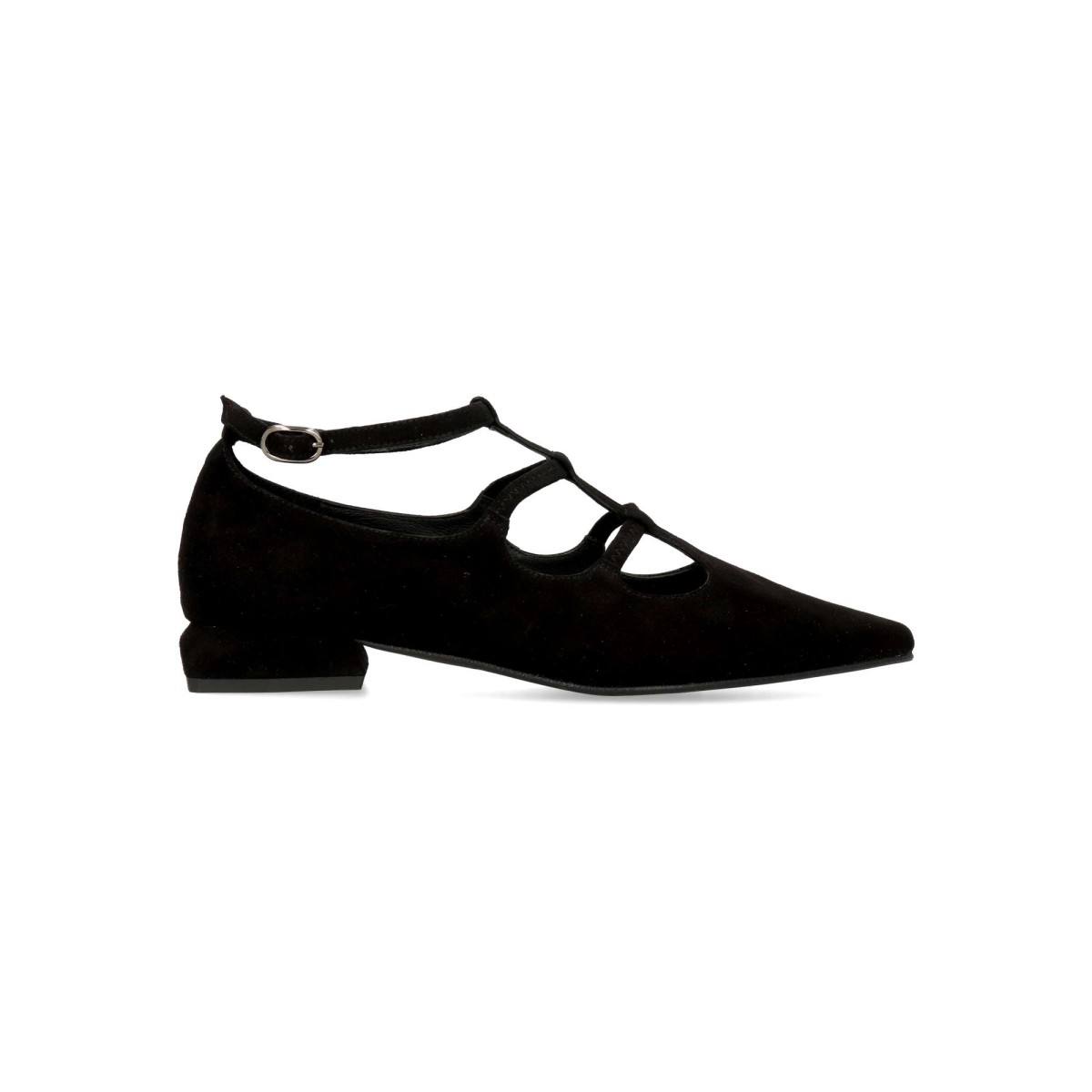 EZZIO - Zapatos salón Mary Jane de piel con puntera fina, plantilla acolchada y tacón bajo de 2 cm para mujer