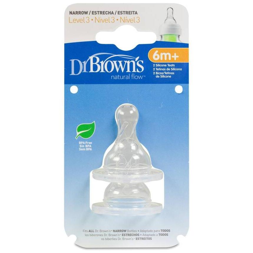 Dr Brown 'S Tetina Silicona Natural Estandar +6Meses N3 2Uds