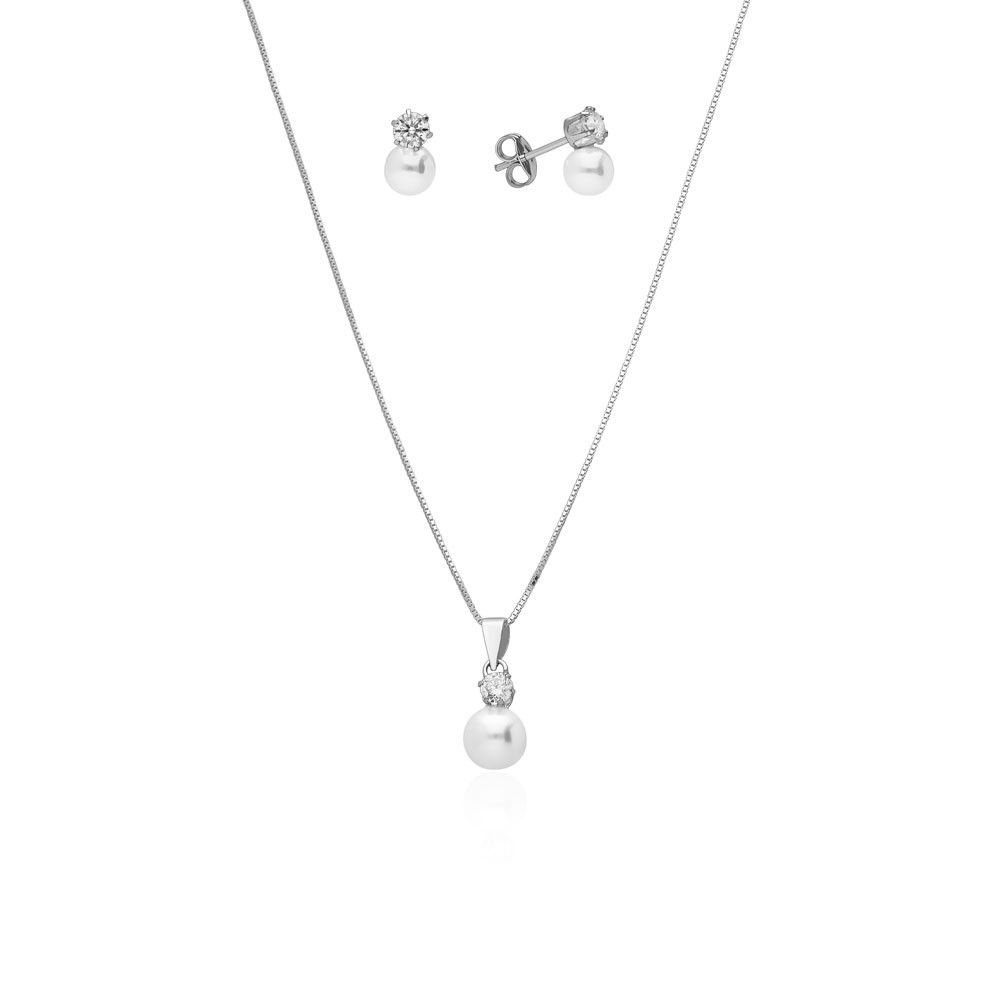 AVANCY - Conjunto Collar y Pendientes Tu y yo Plata de Ley 925 mm