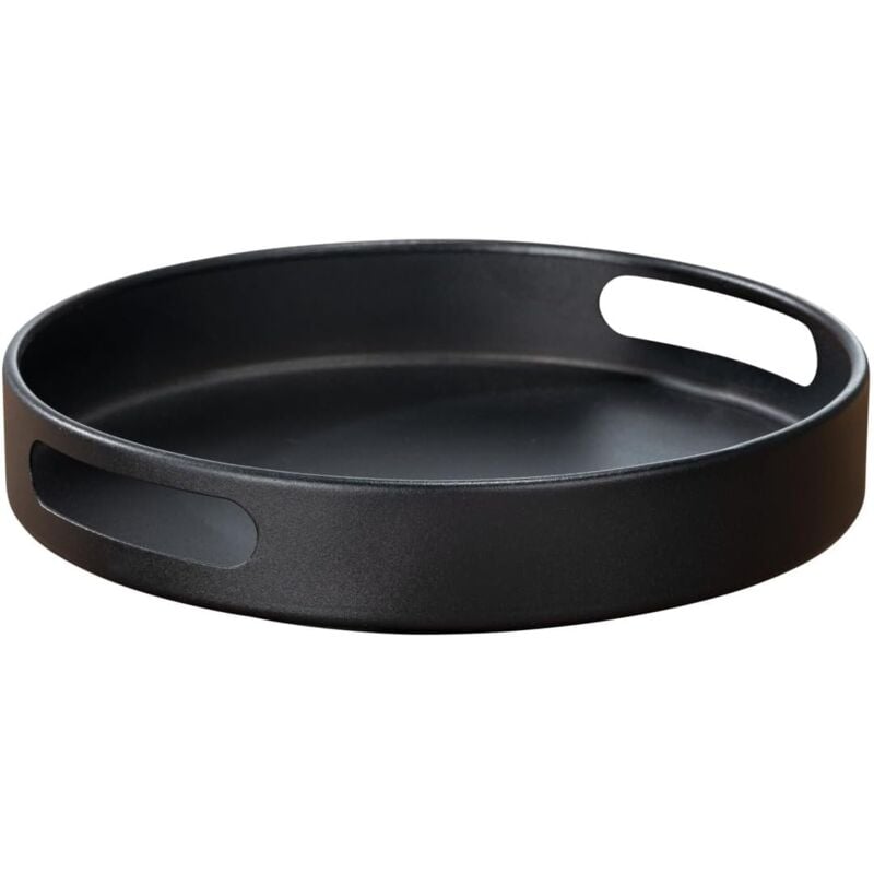 CA Plato giratorio Sollbry de 360° con borde y asas prácticos, de metal con recubrimiento en polvo (largo x alto): Ø 30 x 30 x 6,5 cm, negro