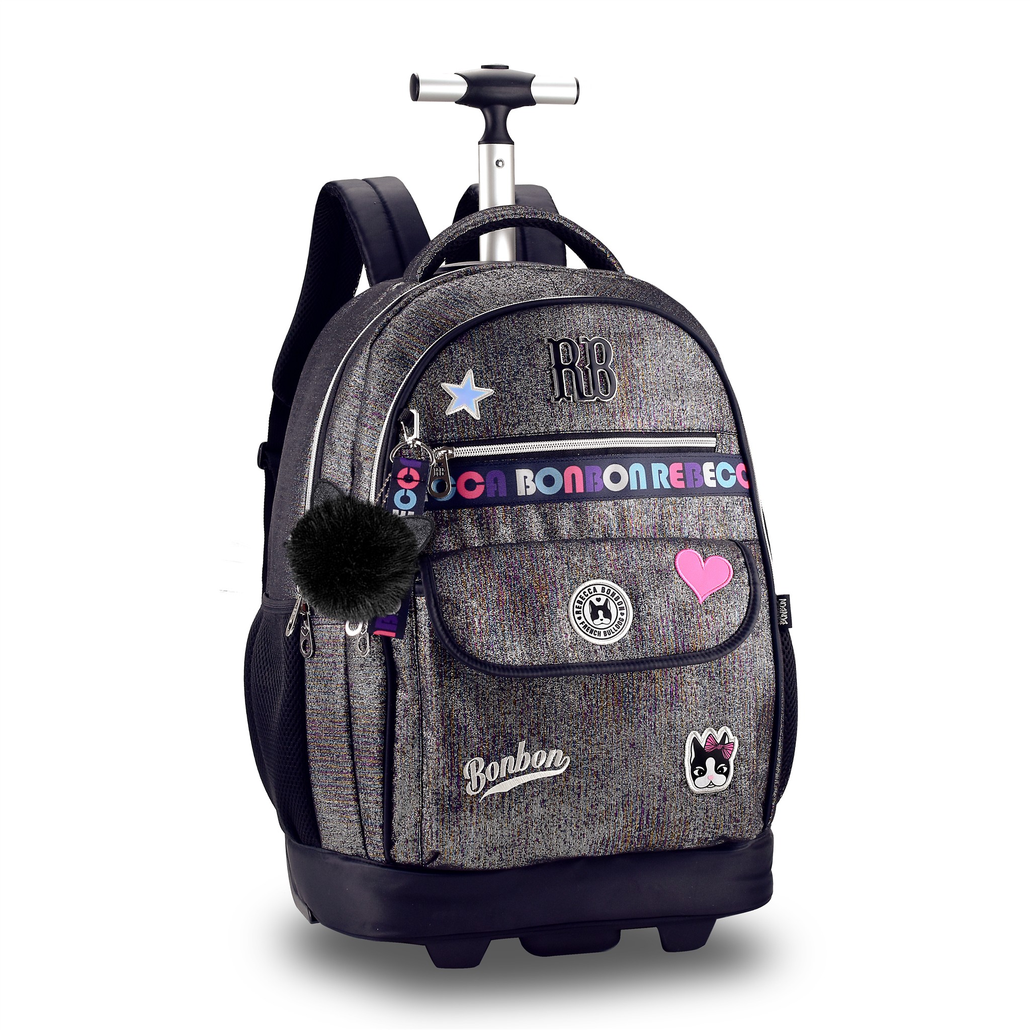 Mochila de Carrinho Oficial Rebecca Bonbon 18.5", Moda It Girl, Compartimento para Portátil, Cores: Rosa, Roxo, Verde, Preto