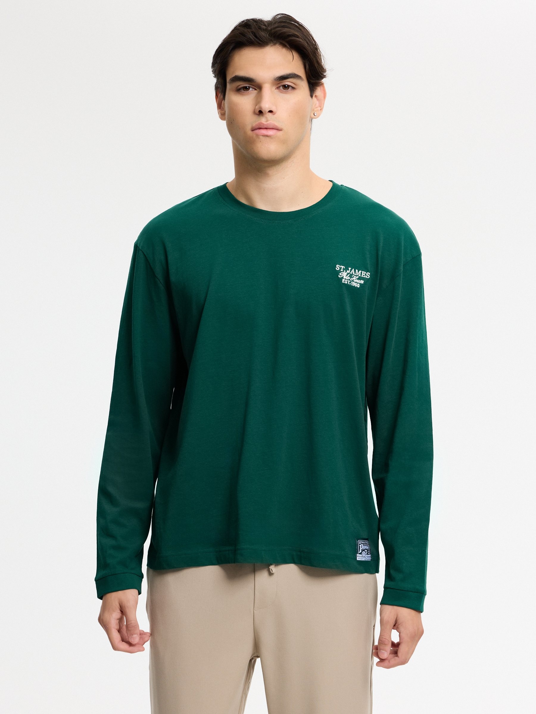 Camiseta de manga larga en single jersey, cuello redondo y estampado frontal con detalle gráfico en bajo INSIDE