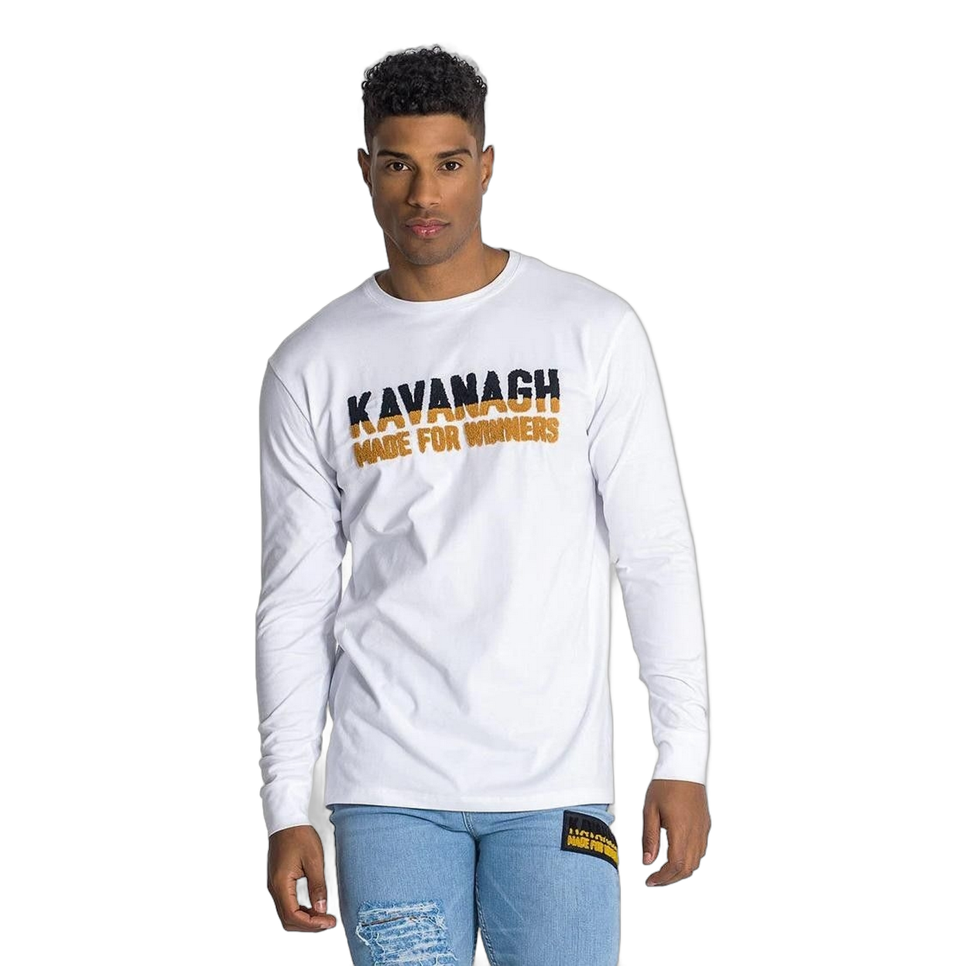 Camiseta Giani Kavanagh Manga Larga Eclipse Blanco Hombre Moderno, Ropa casual 100% Algodón