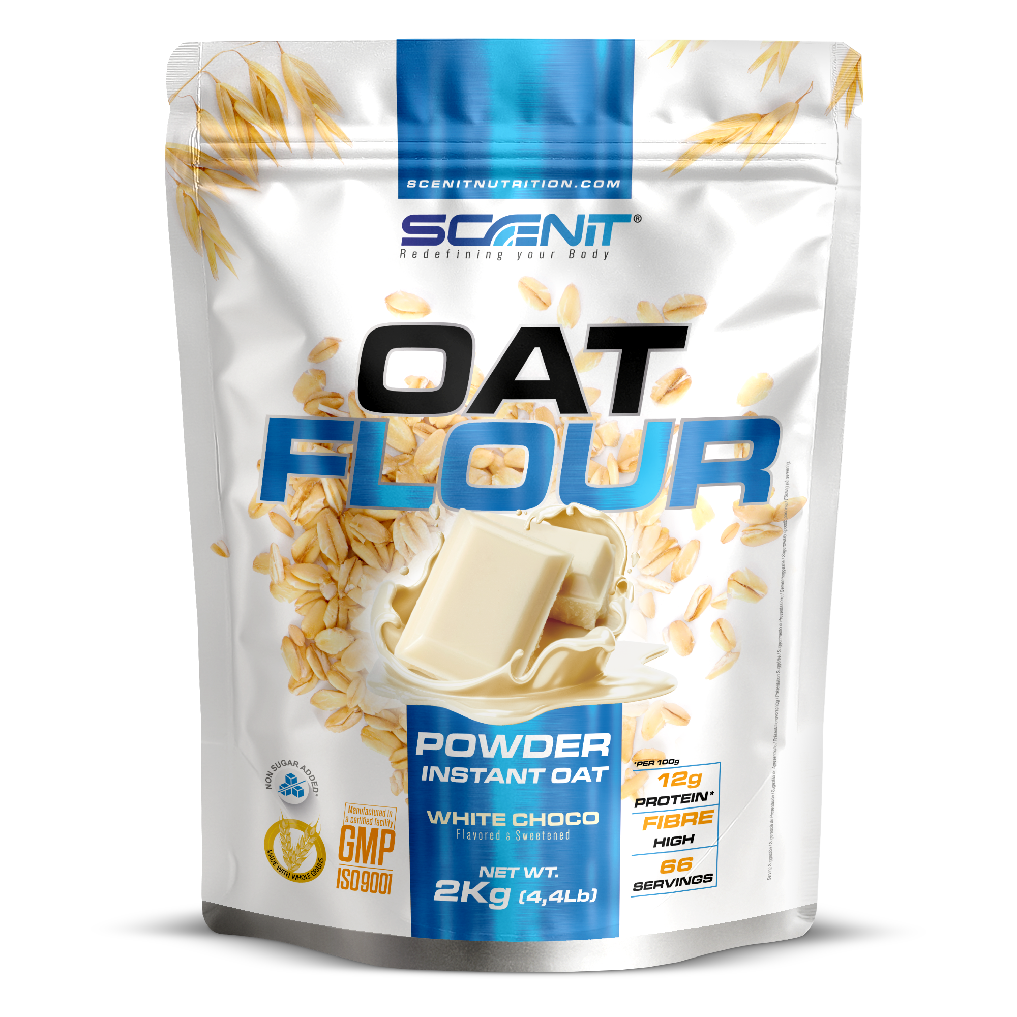 Scenit Oat Flour - 2 kg - Harina de Avena sabores - Polvo - Sabores deliciosos - Alto en Fibra - Sabores Chocolate blanco y Chocolate