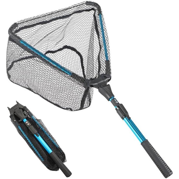 TK Red de Pesca telescópica, plegable, Red de Pesca telescópica, Red de Pesca telescópica para kayak, Salmón, Pez Gato, Bajo, fácil de atrpar y liberar