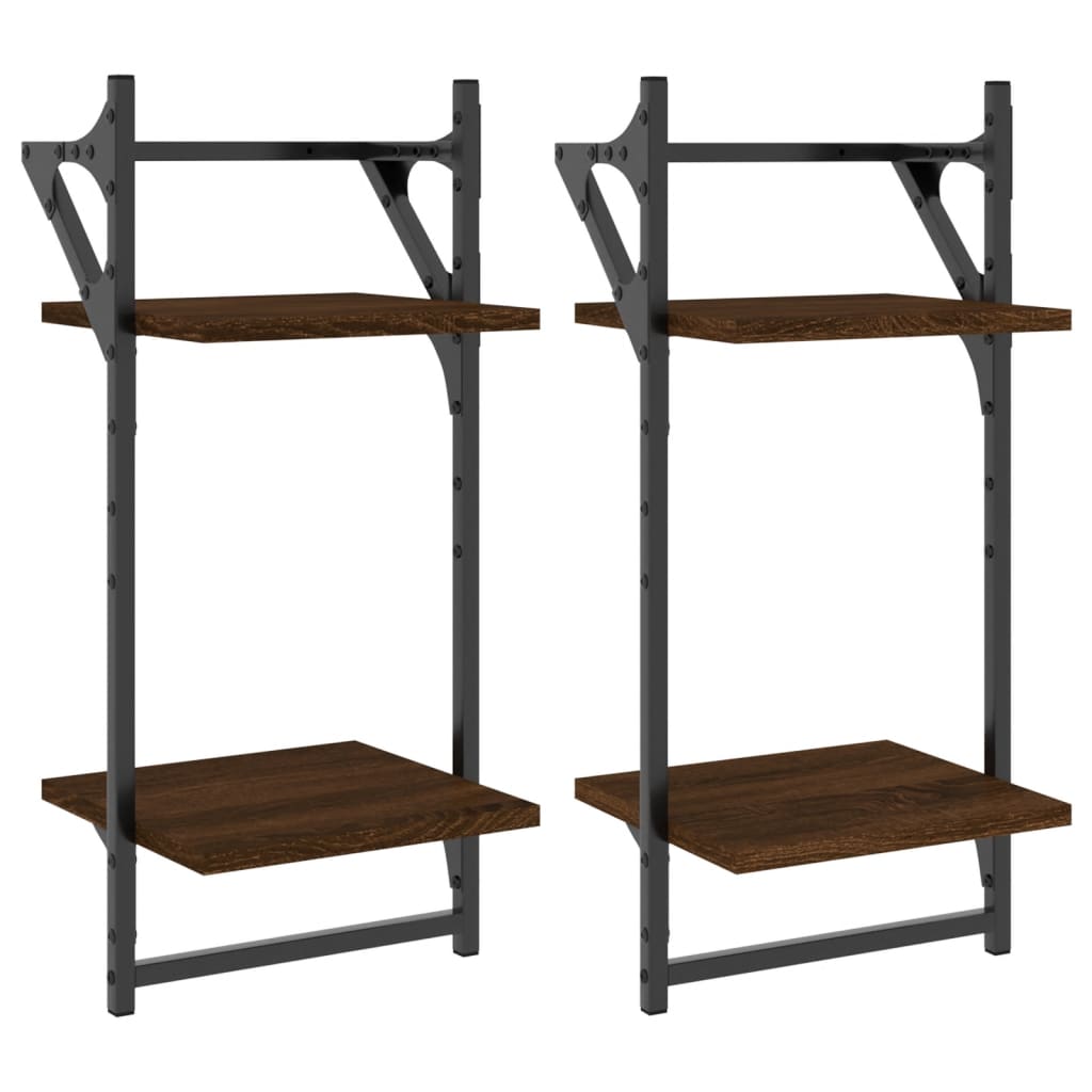 Vidaxl Estantes de Pared 2 Niveles 30x25x65 Cm Negro - Mueble Almacenaje Oficina