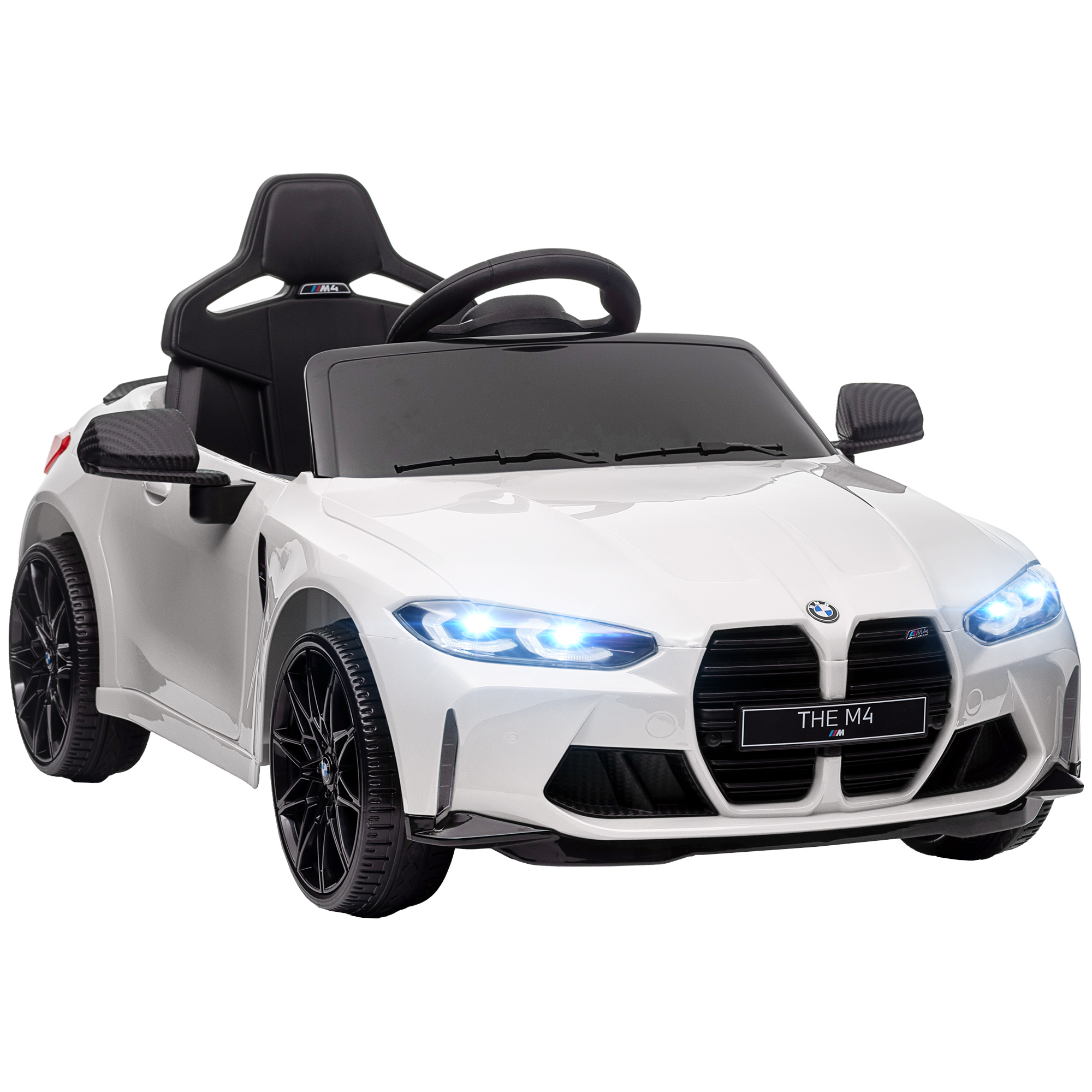 AIYAPLAY Coche Eléctrico para Niños Coche de Batería para Niños 12V con Mando a Distancia Faros Bocina Música Velocidad 3-5 km/h Cinturón de Seguridad