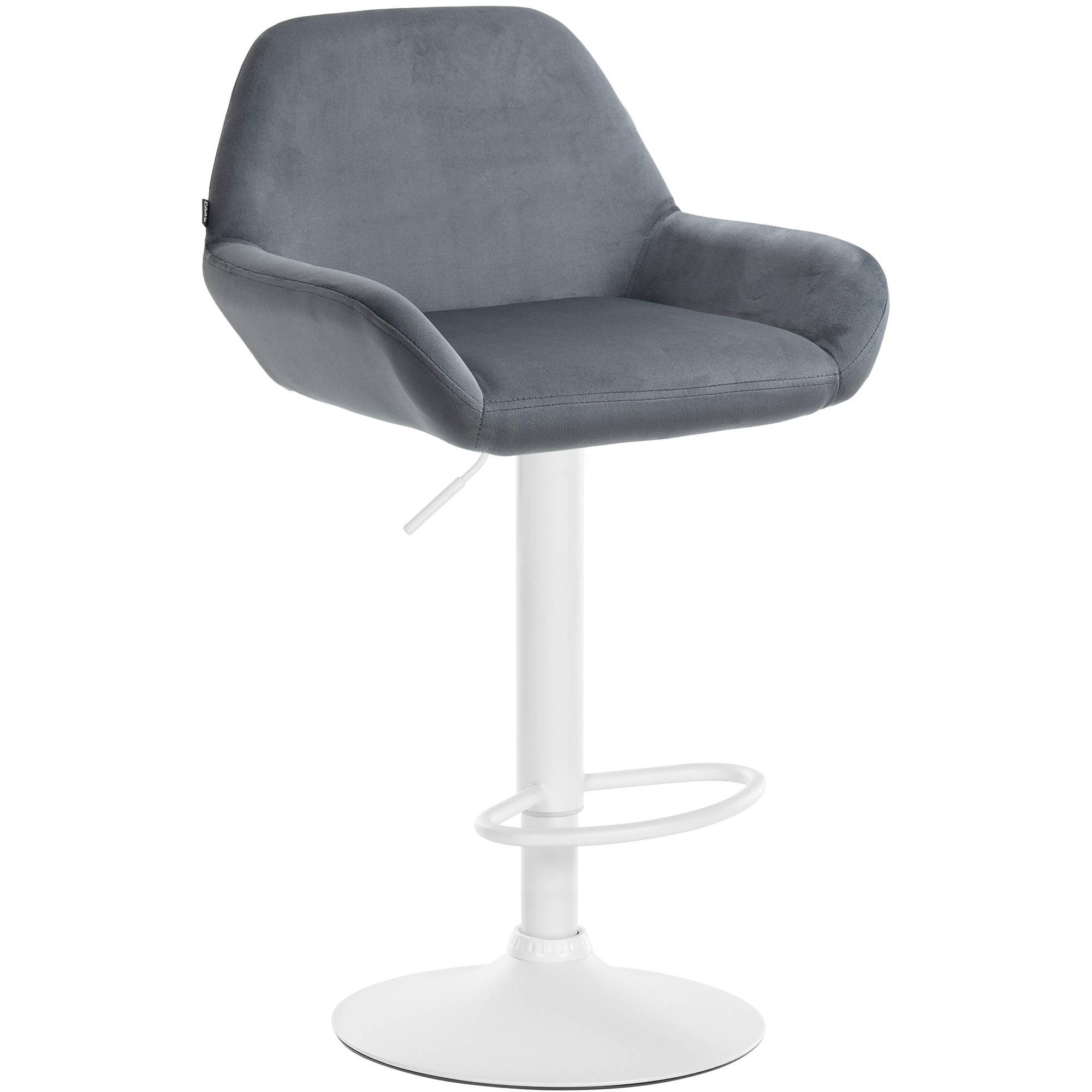 Taburete de cocina Braga en terciopelo Gris oscuro,Blanco