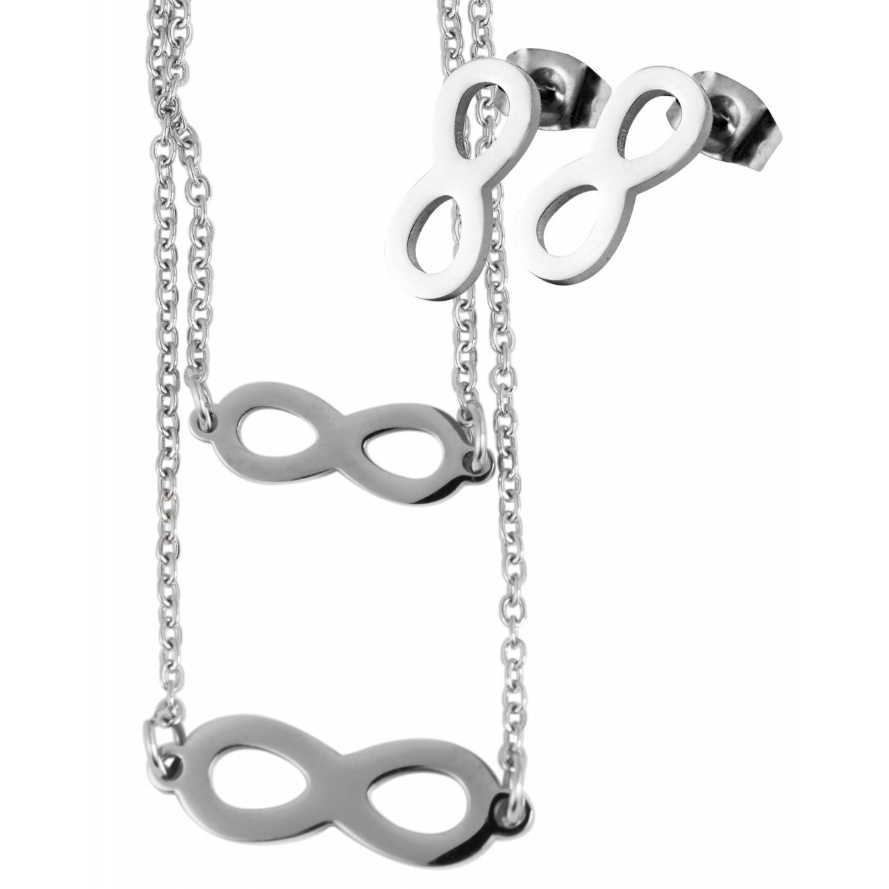 Akzent® Conjunto Collar + Pendientes Prateado em Aço Inoxidável - 0121