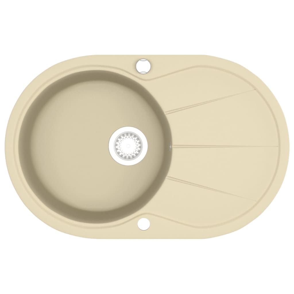vidaXL Fregadero de Cocina de Granito con Seno Ovalado Vajillas Platos Color Beige,  Blanco,  Gris y mas