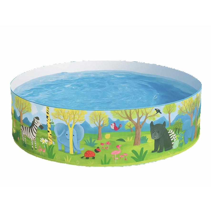 snowdvance Piscina Inflable para Niños con Dibujos de Animales|Ø183cm × 38cm de Altura|Diseño Temático de la Selva|Apta para Mayores de 3 Años|Uso en Jardín, Césped o Terraza