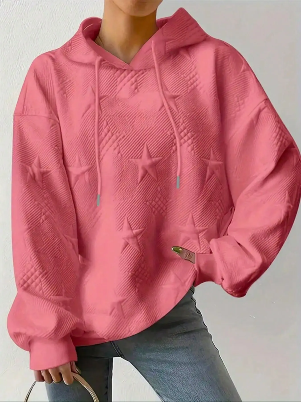 TK Sudadera De Moda Para Mujeres De Talla Grande Con Capucha Largo Manga Suelta Casual Otoño Invierno Color Sólido Con Cordón