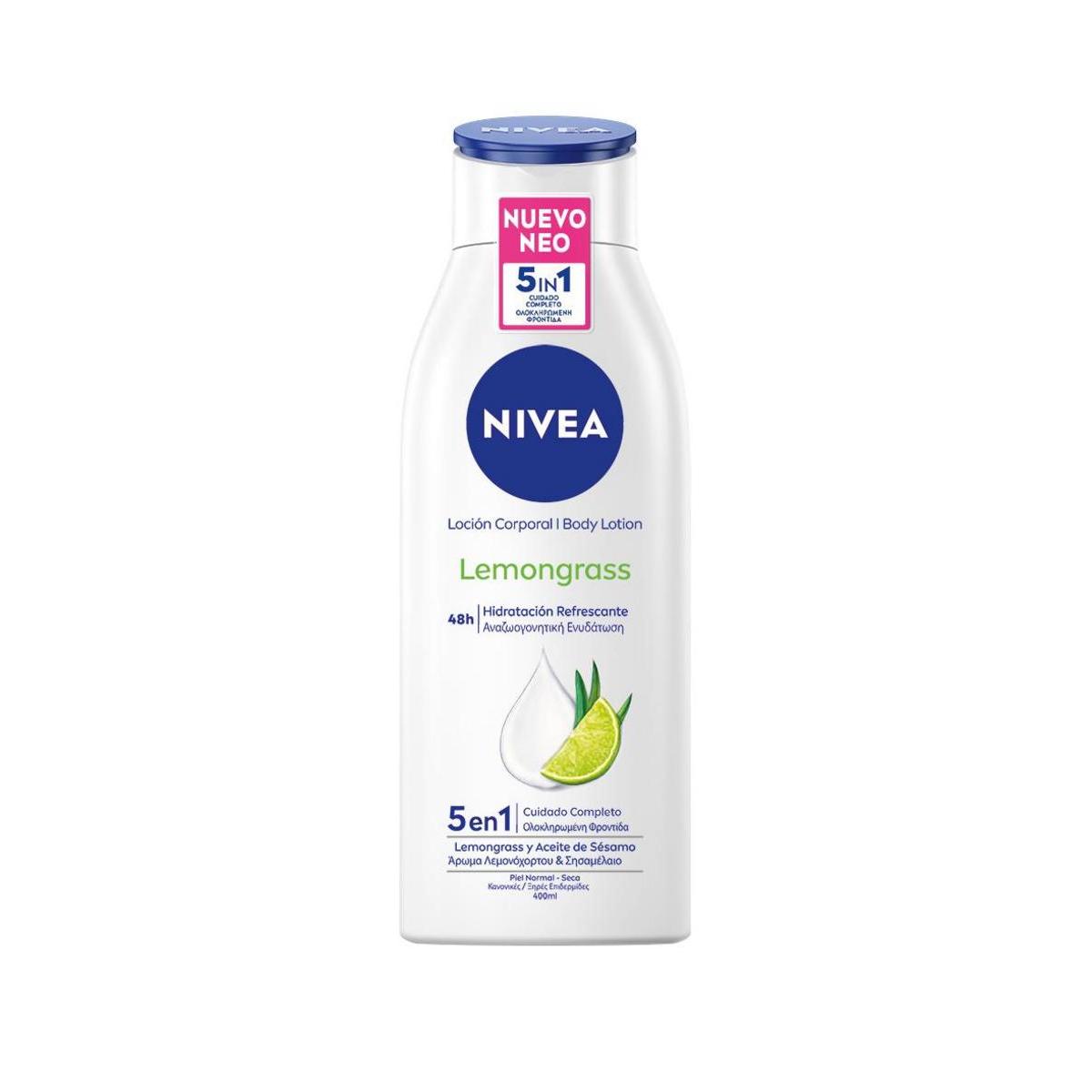 NIVEA Body Milk Lemongrass 400 ml - Hidratación Profunda - Protección Contra la Sequedad
