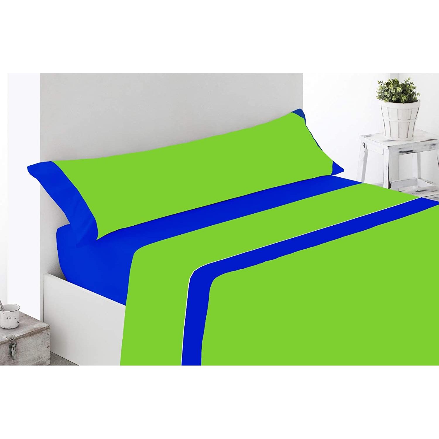 Energy Colors Textil-Hogar Juego Sabanas Verano 3 Piezas 100 % Poliéster Liso Bicolor Ligeras