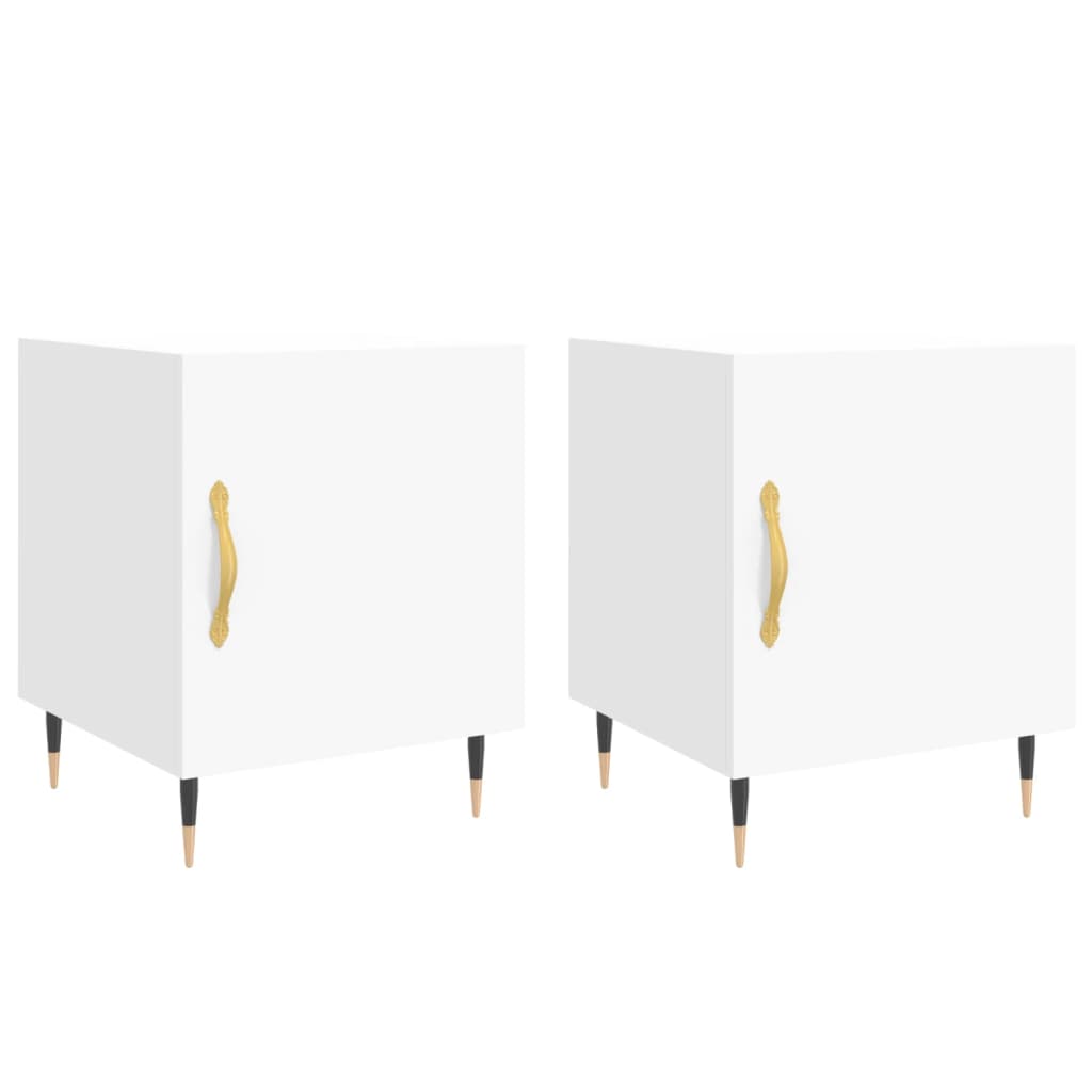 Vidaxl Mesitas Noche 2 Unidades Madera Ingeniería 40x40x50 Cm Blanco