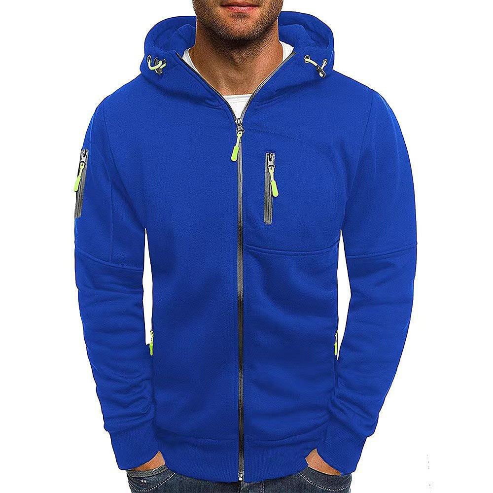 TK Chaqueta deportiva de talla grande para hombre, para otoño e invierno, con cremallera en el brazo, informal, tipo cárdigan, con capucha