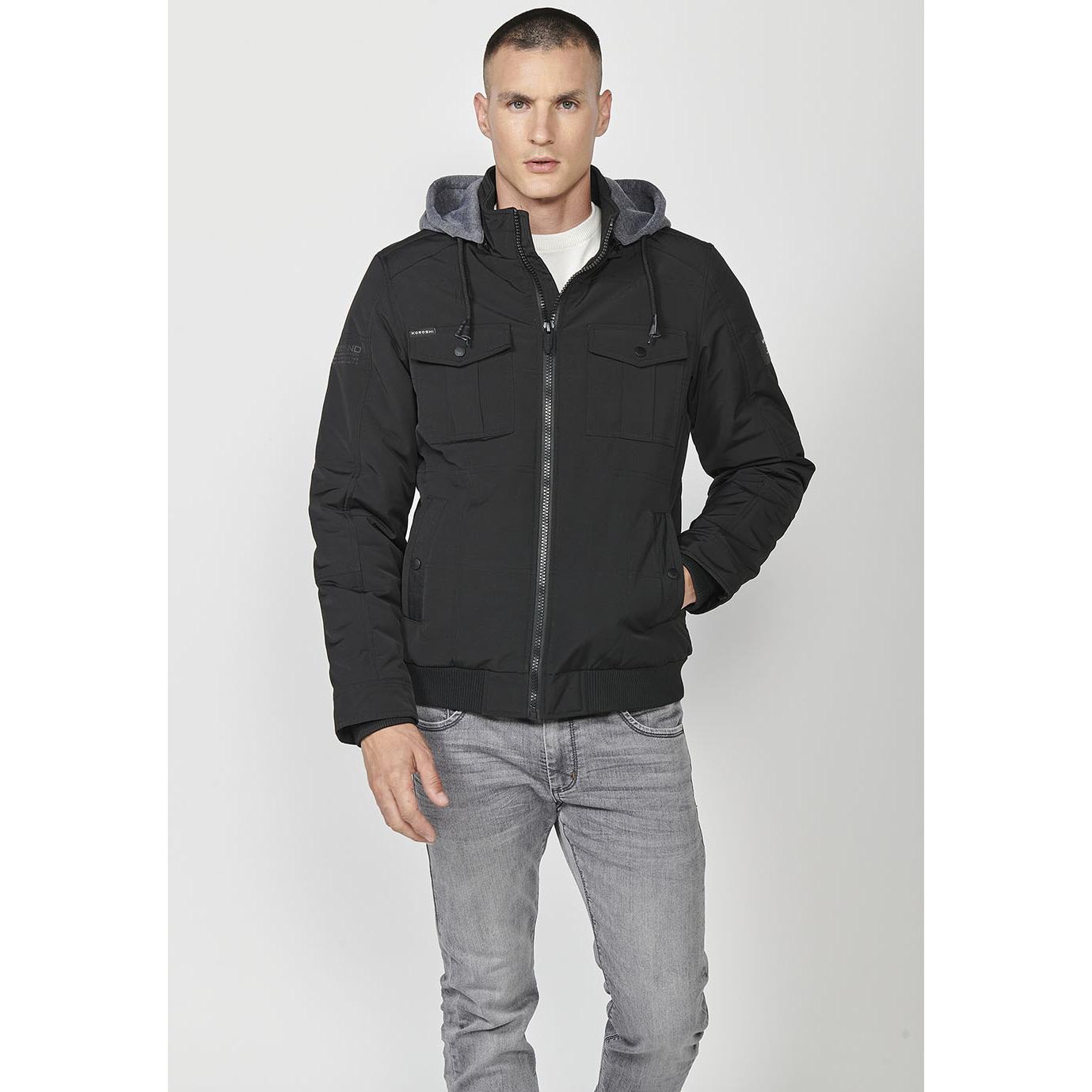 Koroshi - Cazadora acolchada con capucha para hombre, ligera y abrigada para otoño e invierno urbano – Modelo 2421JA16