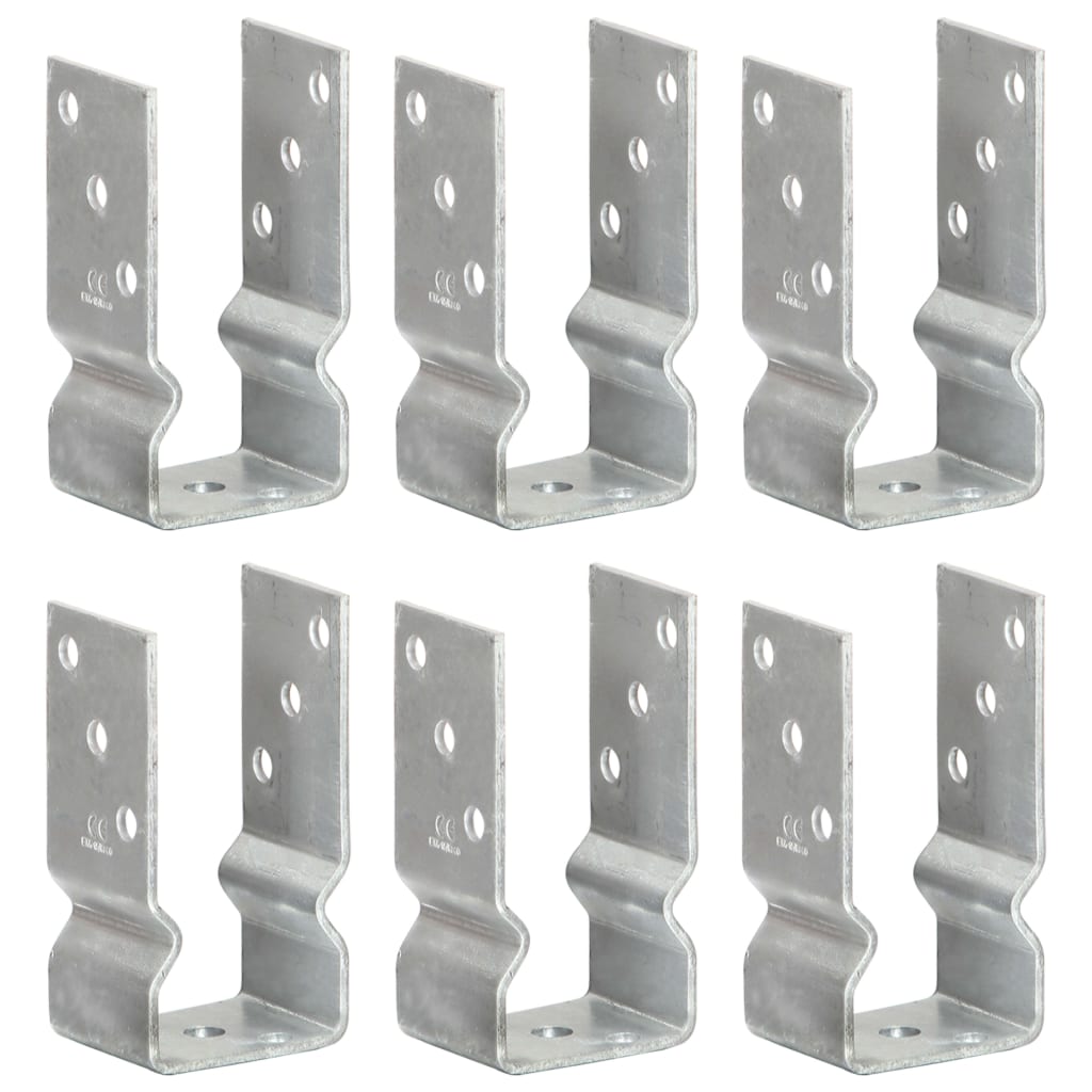 vidaXL Anclajes de Valla (6 unidades) Acero Galvanizado Plateado Estaca Cerca Dimensiones 7 x 6 x 15 cm,  8 x 6 x 15 cm,  9 x 6 x 15 cm y mas