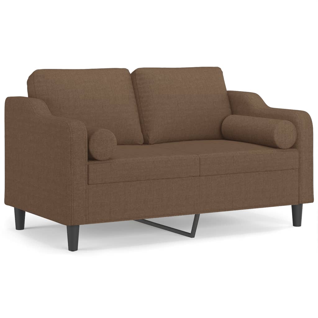vidaXL Sofá de 2 plazas con cojines tela marrón 120 cm
