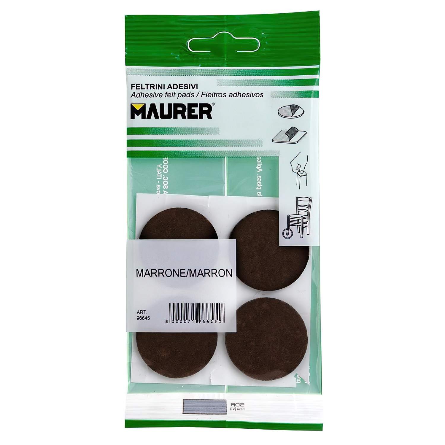 SANCO STORE - MAURER Fieltro Adhesivo Ø 35 mm. (Blister 4 Piezas) Marrón