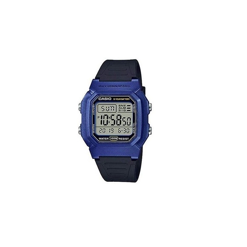 Casio Reloj Digital con Correa caucho negra W-800HM-2A esfera azul W800HM2A