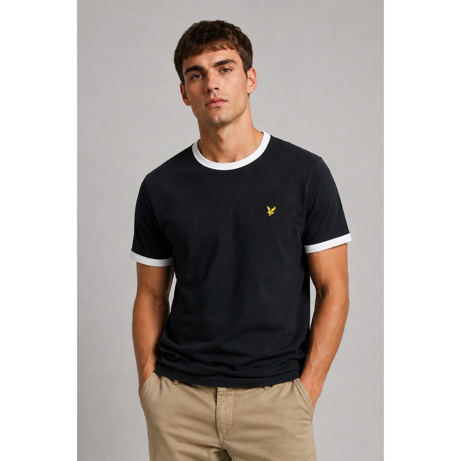 Lyle and Scott Camiseta Hombre Ringer Azul / Blanco