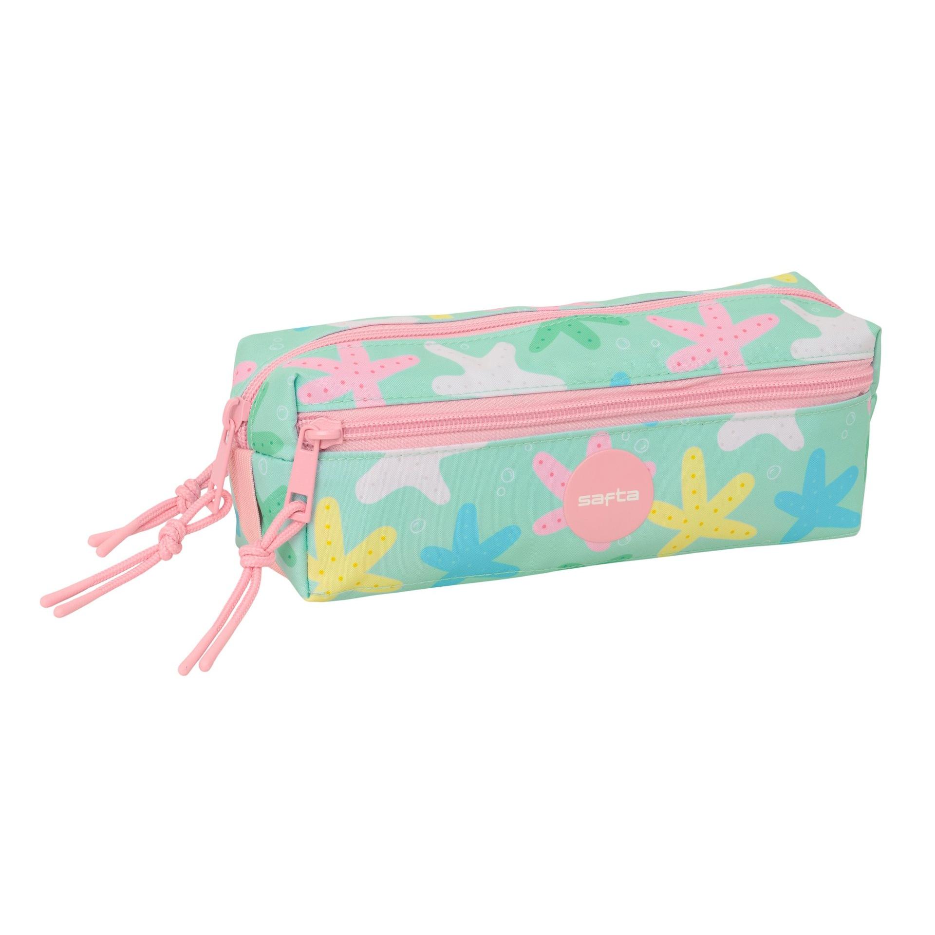 SAFTA | Estuche Portatodo Triple para Niños y Niñas, Licencia Oficial, 3 Compartimentos con Cremallera y Bolsillo Interior Central, Talla Única, Ideal para Colegio y Regalo, Asa Lateral, Regla