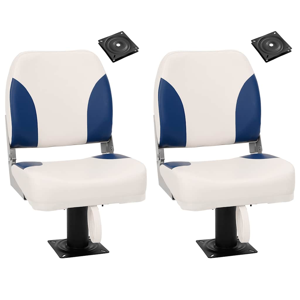 vidaXL Asientos de barco 2 uds con pedestal giratorio 360° Color Blanco y azul,  Blanco y negro, y mas