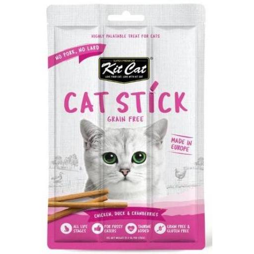 Kit Cat Stick de Pollo, Pato y Arándanos para Gatos (Gatos , Snacks , Palitos) - 15 GR15