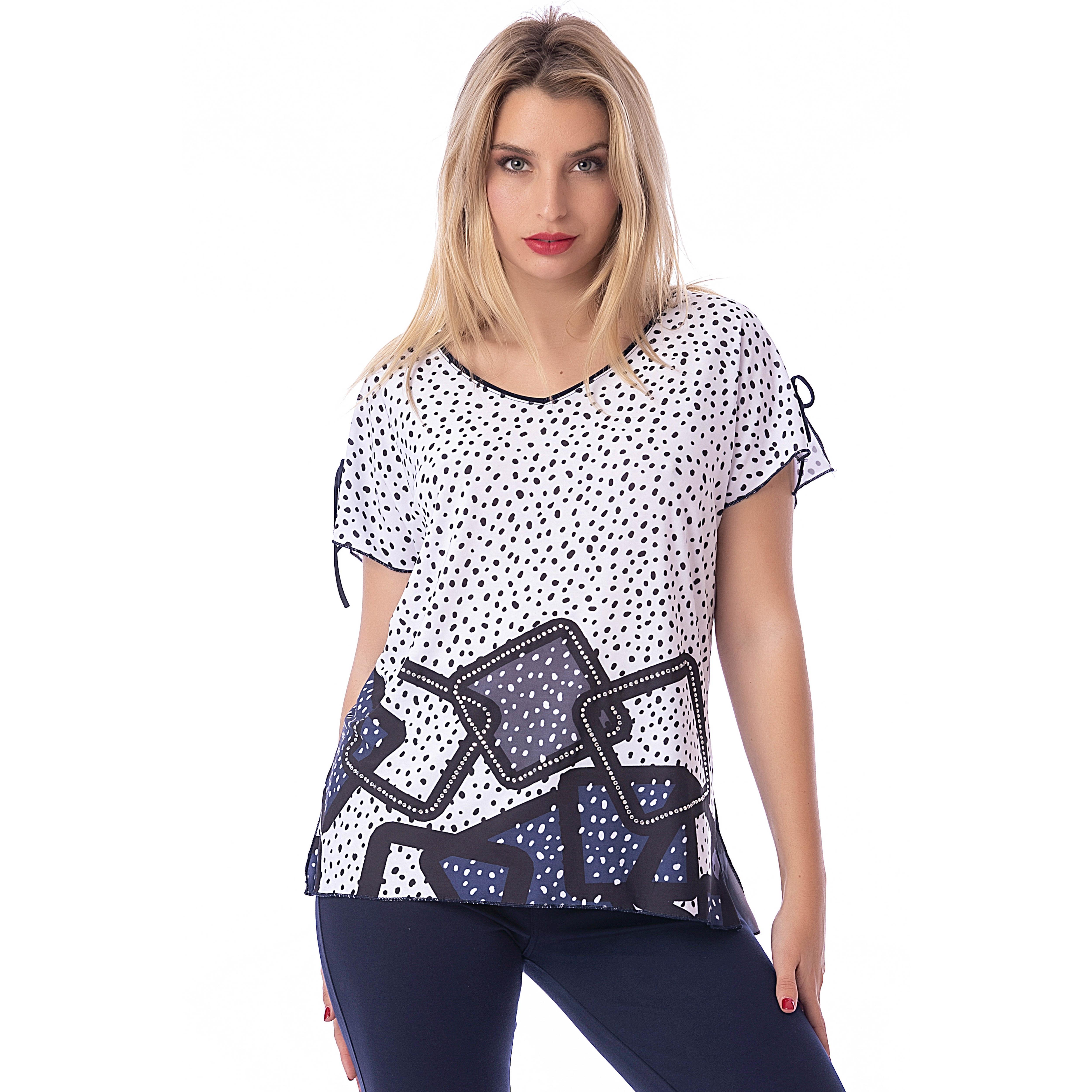 Camiseta Verano Manga Corta con Pedrería – Masquenada – Tejido Alta Calidad
