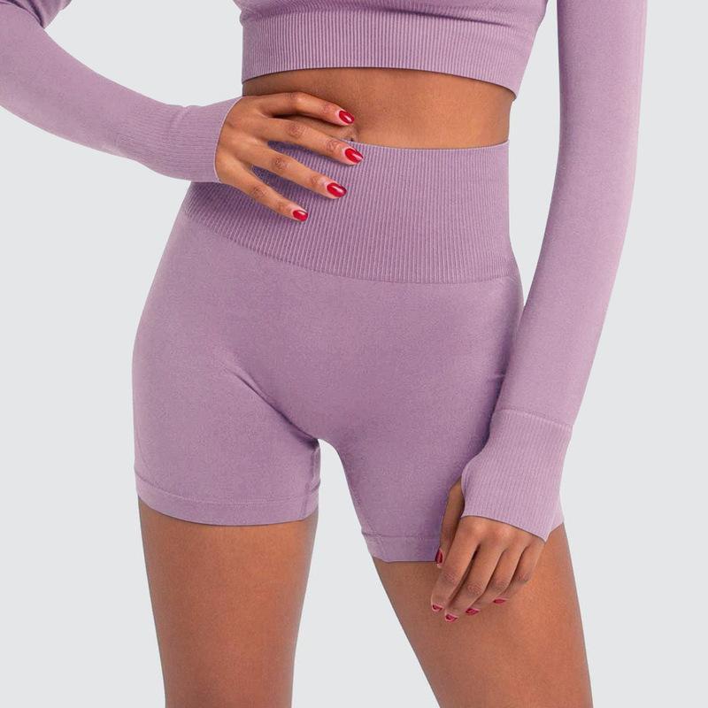 OmHO Ropa de Yoga de Tela Súper suave, Pantalones cortos de Gimnasio con Realce, Mallas Deportativas de Faja Alta Para Mujer, pantalones cortos de entrenamiento y ciclismo
