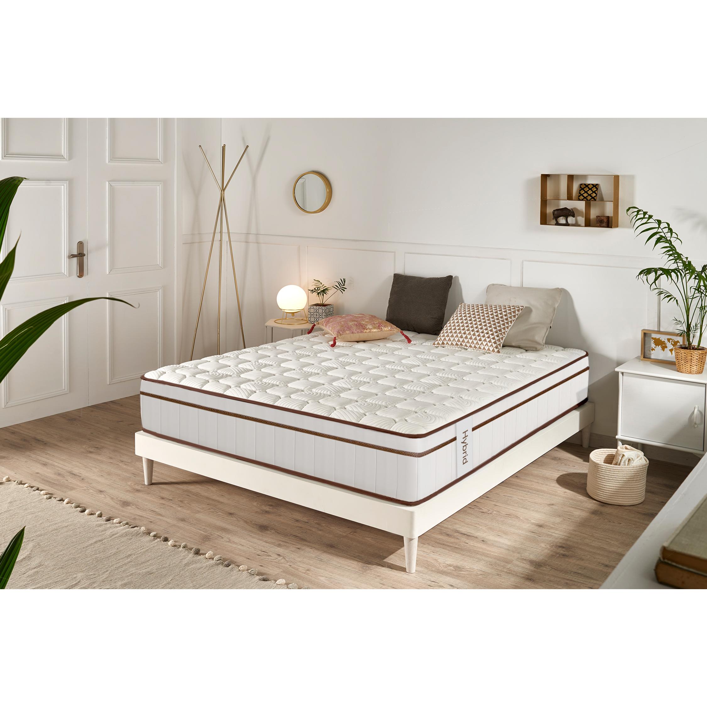 Colchón Muelles ensacados Hybrid -  Ergonómico - Independecia de lechos - Transpirable - 27 CM - Blanco - 80X180 - Moonia